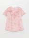 Crew Neck Short Sleeve Printed Baby Girl Dress